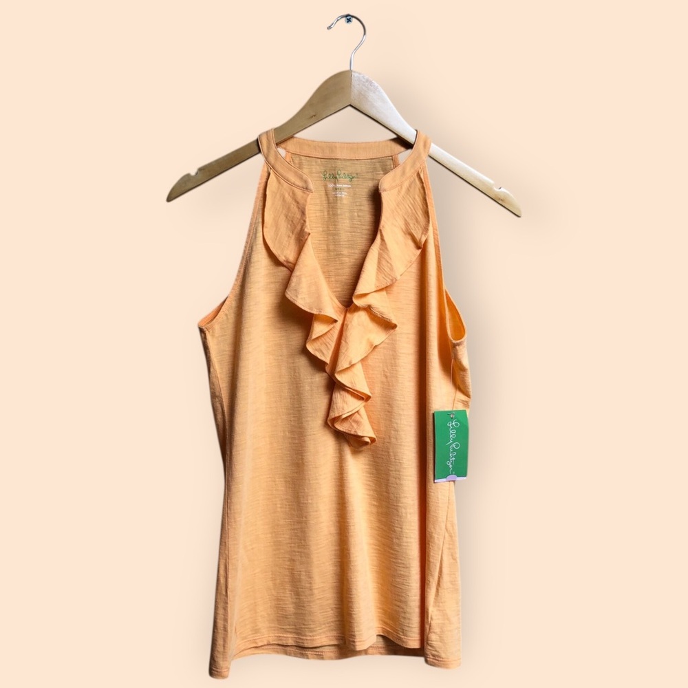 Lilly Pulitzer Peach Ruffle Halter Tank